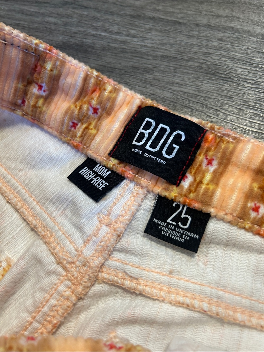 BDG Urban Outfitters Mom High Rise Floral Stripe Corduroy Pants Size 25 - Picture 3 of 9